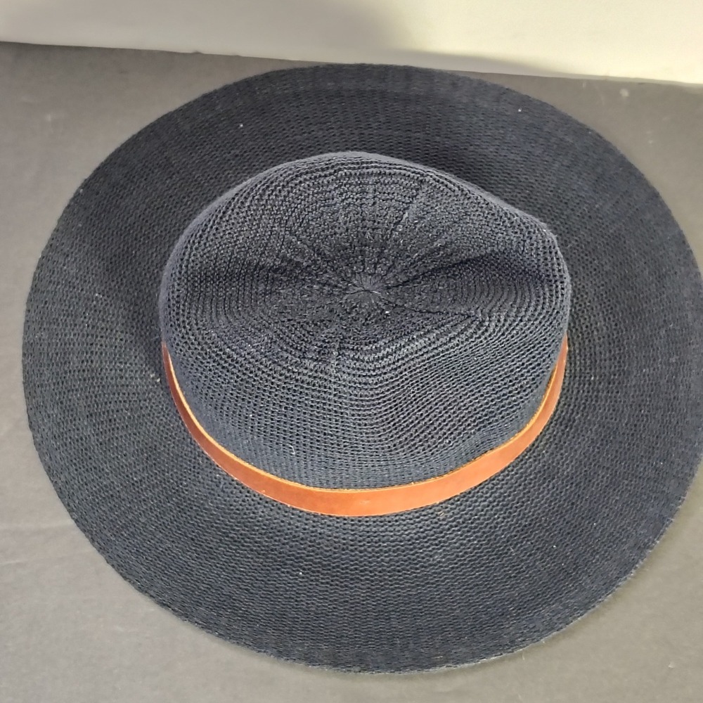 Goorin Bros Womens Fedora Hat Navy Blue Cotton Blend Leather Band Buckle Small - Picture 5 of 9